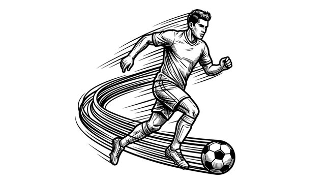 Man Kicking Soccer Ball Fast Motion.