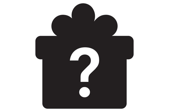 mystery gift box black color on white background