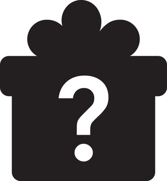 mystery gift box black color on white background. Mystery box concept featuring a surprise package filled with excitement and curiosity. Perfect for unboxing themes, gift reveals, promotions, rewards,