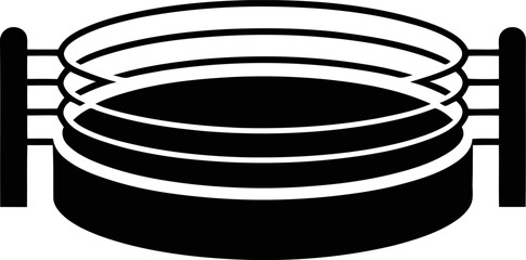 Black and white illustration of a barrel with metal hoops and wooden slats © VectoLover