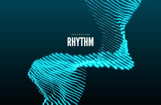 A multitude of dotted lines rise up against a dark background. Digital stream. Energy flow. Dynamic effect. Neon curves. Illustration for brochure, poster, cover, card, presentation, flyer or banner.