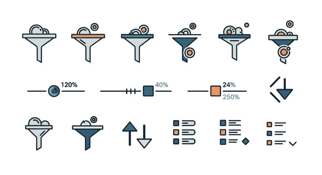 Vector icons for data visualization and infographics.