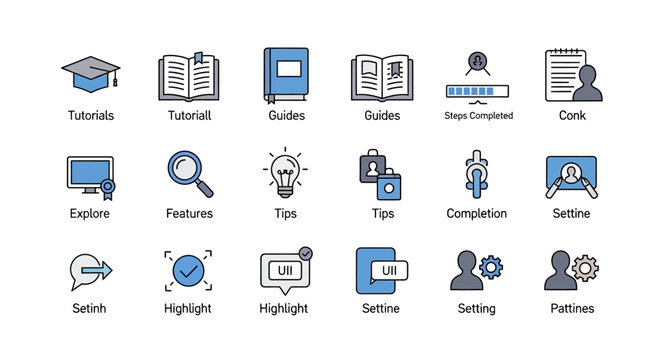 Collection of educational and informative icons.