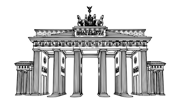 Hand drawn Brandenburg Gate Germany landmark vector illustration