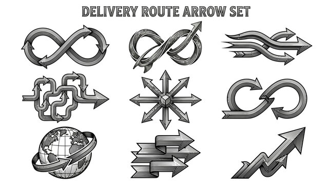 Illustrations of various arrows for delivery route directions s1 (32)