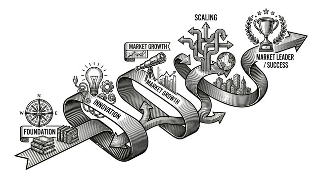 Business growth concept with innovation and market leader success s1 (33)