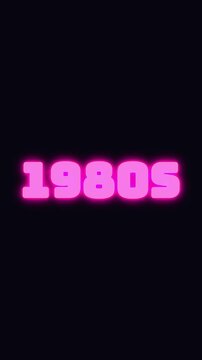 big year 1980s digits blinking with many glowing colors and old style vintage look