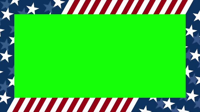 Animated of American Flag Photo Frame With Stars and Stripes Border  ideal for Independence Day, election, or celebration.