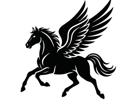 Black winged horse creature standing on one leg with wings spread