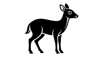 Fototapeta premium Elegant Deer Silhouette Standing in Side Profile, Isolated White Background