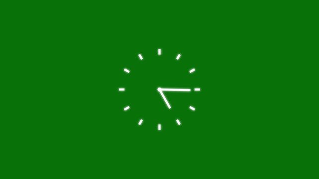 clock icon. White clock on black background animation day time. Wall Clock icon on black background, 24 hours timer clock animation .
