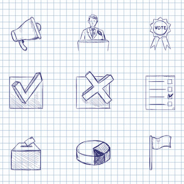 Vector Set of Sketch Elections Icons.