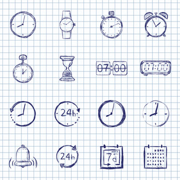 Vector Set of Sketch Time Icons