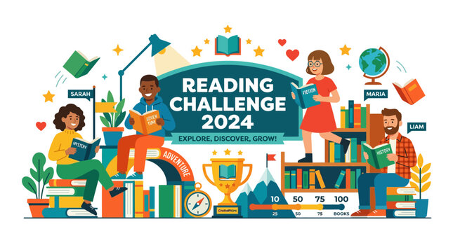 Reading Challenge 2024: Kids Explore, Discover, Grow with Books