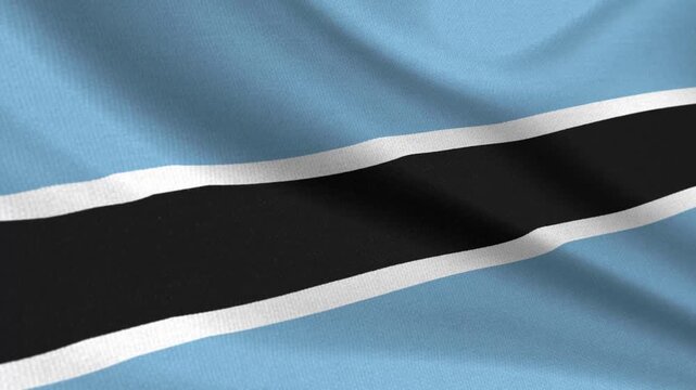 Seamless 3D video of the Botswana flag fluttering in the wind looping