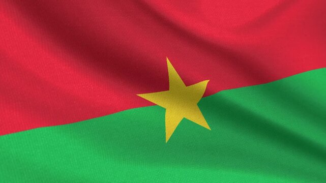 Seamless 3D video of the Burkina Faso flag fluttering in the wind looping