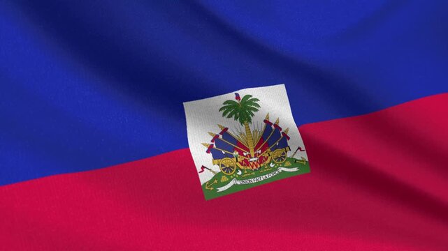 Seamless 3D video of the Haiti flag fluttering in the wind looping