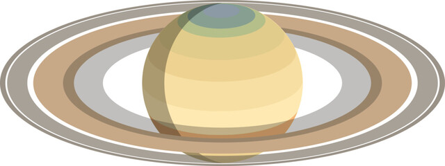 Flat Style Saturn Planet with Rings Solar System Space Astronomy Science Illustration © Bristy