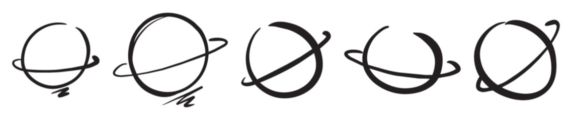 hand drawn planet with ring vector silhouette © MarvGraphics