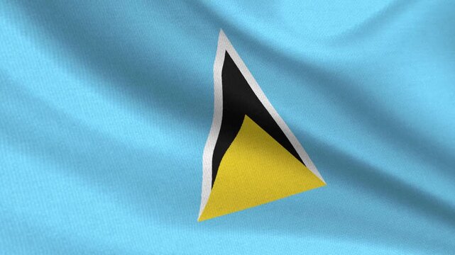 Seamless 3D video of the Saint Lucia flag fluttering in the wind looping