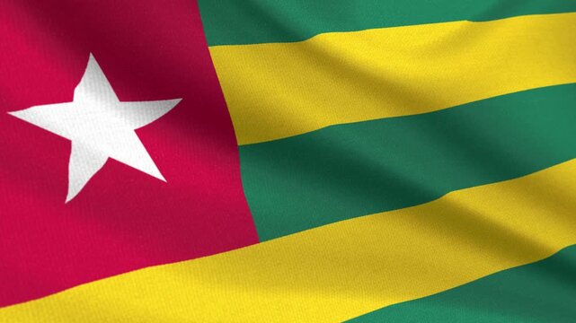 Seamless 3D video of the Togo flag fluttering in the wind looping