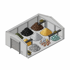 Variety of colored mineral ores piles. © pras