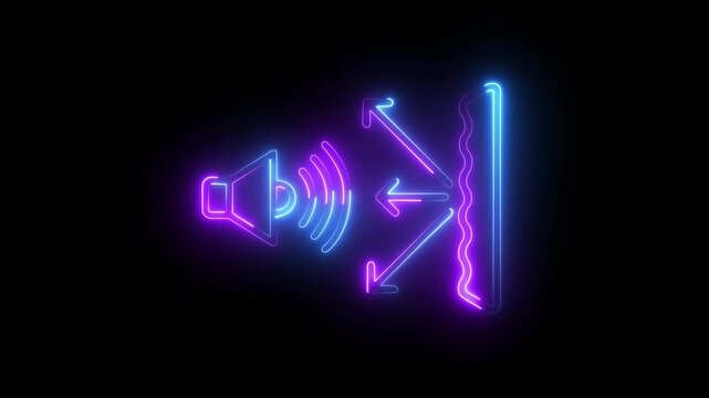 Neon sound wave reflection animation: audio physics and acoustics concept.4K  video