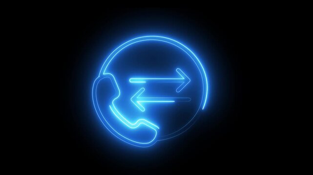 Neon glowing telephone call transfer animation for business communication and customer support systems