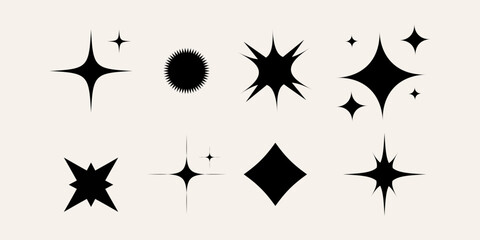 Blinking stars, sparks and sparkles set. Shining twinkle shapes collection. Magic light flare pack for design template, poster, banner, brochure, leaflet. Vector glitter illustrations © arifin