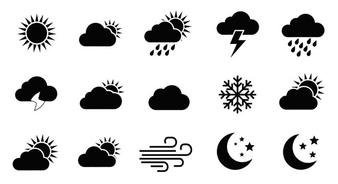 Weather icons set with various conditions