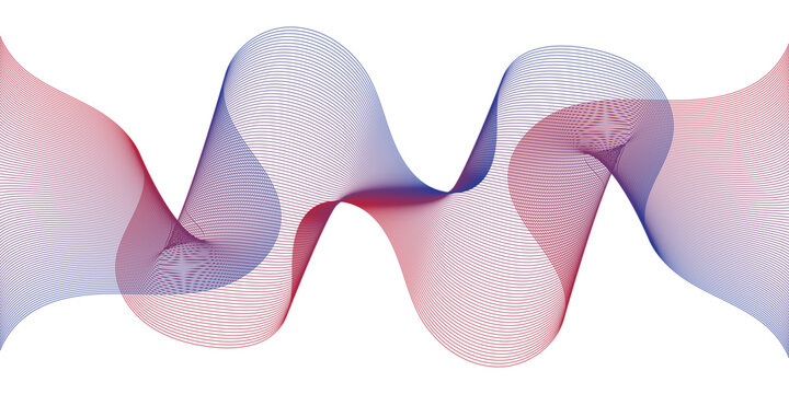 Abstract background with flowing lines, dynamic wave pattern, gradient of blue and red colors, modern design element for digital art, posters, and web graphics