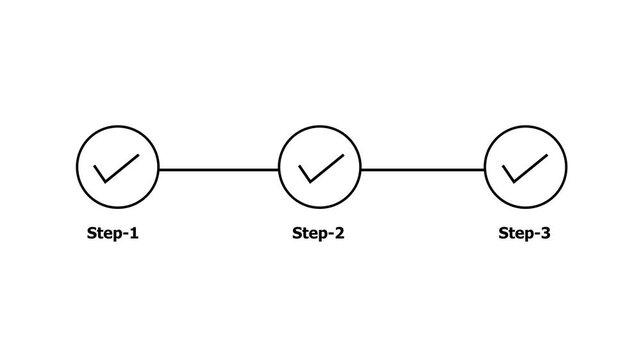 A clean white background displays a minimalist graphic with two white circles, each featuring a checkmark and labeled Step-1 and Step-2, connected by a line to represent sequential progress