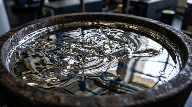 Liquid mercury pool silver reflective surface texture