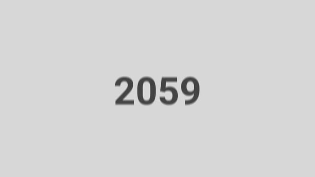 Minimalist Year Scrolling Sequence 2040 to 2060 on White Background Seamless Looping Timeline Animation for Corporate and Business Presentations