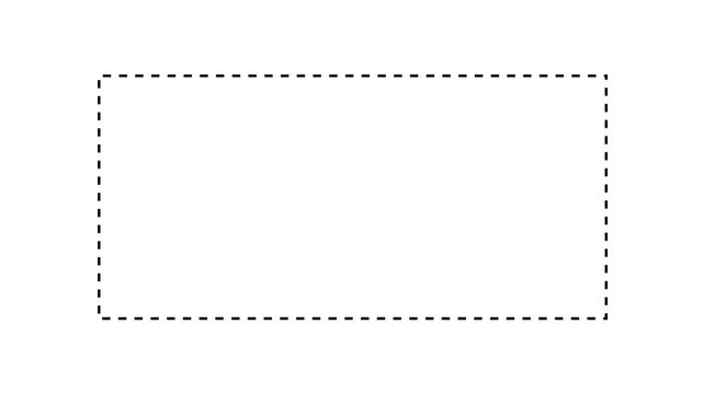 A dashed black rectangular outline on a plain white background, creating a simple border or frame for content