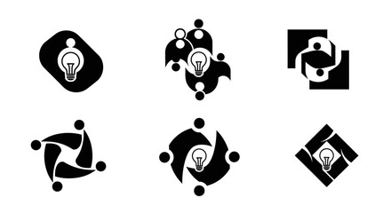 Fototapeta premium Teamwork and Innovation Icons Representing Collaboration and Ideas.