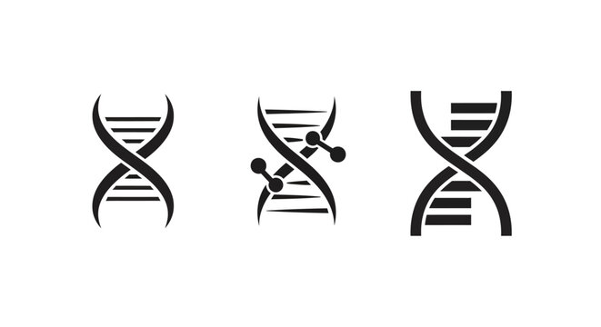 Three stylized DNA helix icons representing genetic science.