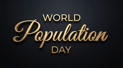 Obraz premium World Population Day elegant gold typography on black background, luxury 3D golden lettering for global awareness event, premium holiday greeting