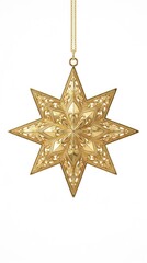 Fototapeta premium Elegant Golden Star Ornament Hanging Decoration for Festive Celebrations.