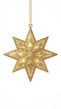 Elegant Golden Star Ornament Hanging Decoration for Festive Celebrations.