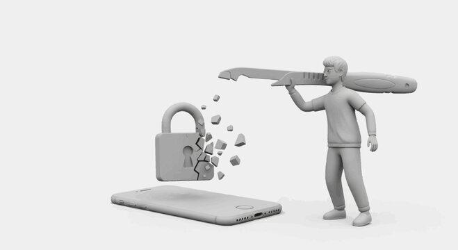 Hacked iPhone Vector Concept Representing Digital Security Breach