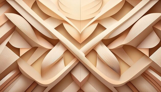 a geometric pattern featuring interlocking shapes in soft beige and cream tones creating a modern abstract design