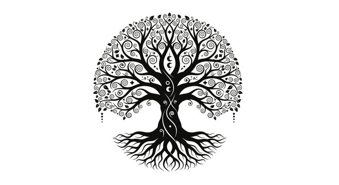 Black and White Ornamental Tree of Life Symbol