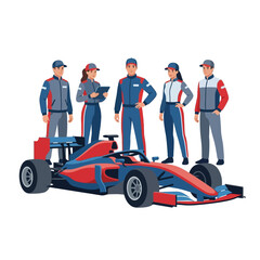 Naklejka premium Racing Team and Formula 1 Car