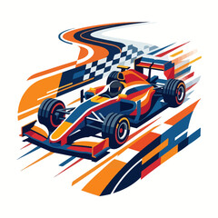 Naklejka premium Colorful Formula 1 Racing Car Speeding on Track with Motion Blur