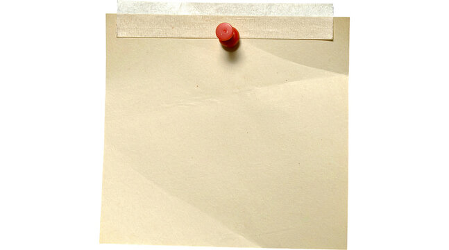 sticky note with push pin isolated on transparent background