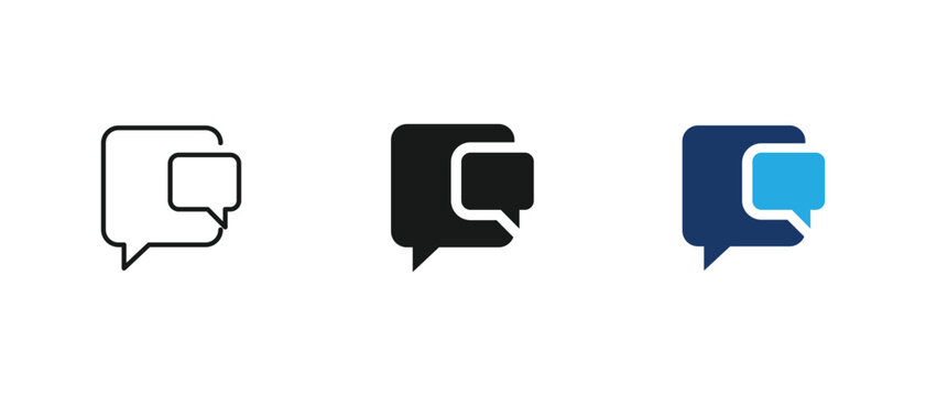 Chat bubble icon, message dialog communication discussion forum talk support set. vector illustration