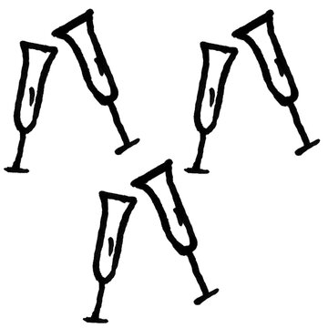 Clinking Champagne Flutes Doodle Illustration