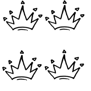 Simple Crown Doodle Set Illustration