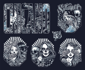 Chicano skull women art © DGIM studio
